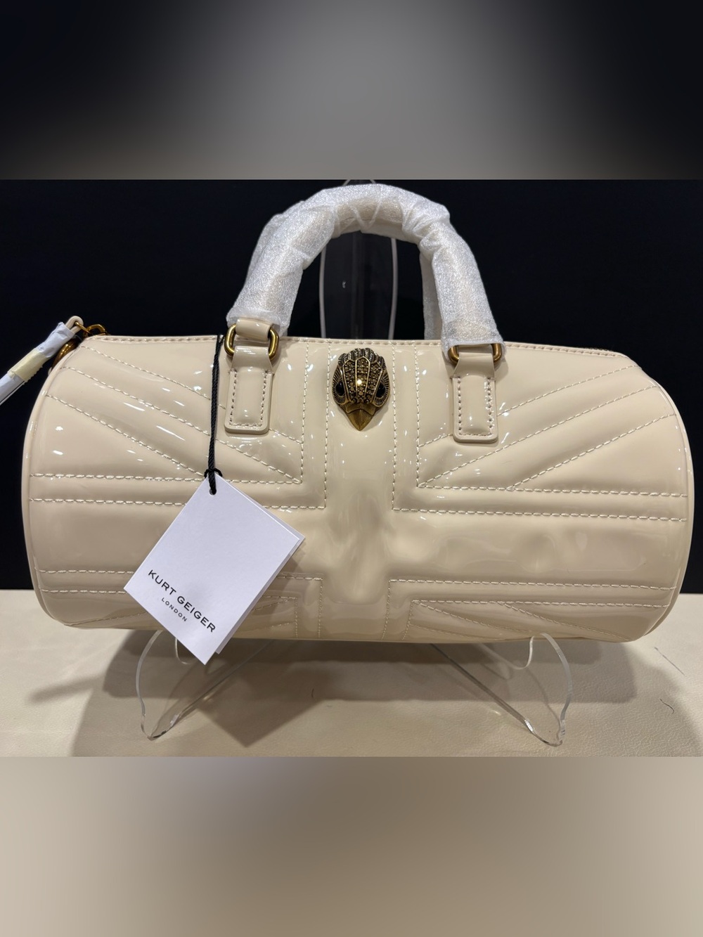Kurt Geiger Kensington Leather UJ Barrel Bag Moto Boho Chic Wedding Party Resort